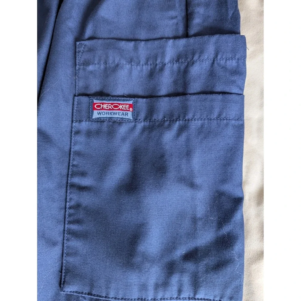 Cherokee Workwear Navy Blue Cargo‎ Scrub Pants Style 4000 Small Unisex